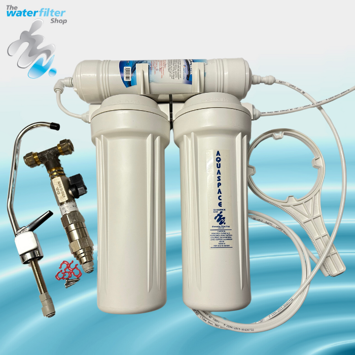 Aquaspace Premium Twin and Alkalizer Undersink kit with our metal plumbing kit.